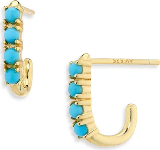 Argento Vivo Turquoise Oblong Hoop Earrings in Gold at Nordstrom Rack
