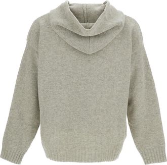 Maison Margiela Mens Hoodie Wool-Blend Grey Melange Melange-Black Print Sweatshirts Melange/black Sweater