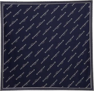 Givenchy Scarves, female, Blue, Size: ONE SIZE Blue Shadow Wool Silk Scarf