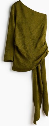 H&M Jacquardbluse im One-Shoulder-Design - Green