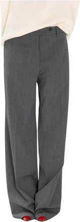 N&deg;21 Wijde Broek - Dames - Wijde Broeken - Grijs - XL - Wol - Broeken