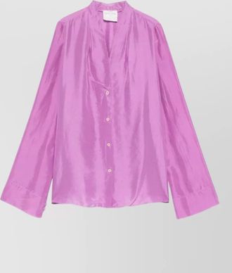 Forte_Forte silk shirt band collar back yoke