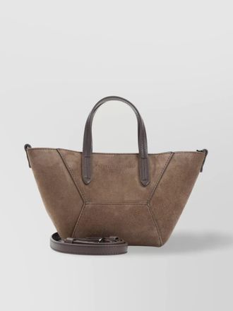 Brunello Cucinelli monili suede leather tote bag