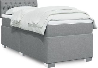 vidaXL Vidaxl - Cama Box Spring Con Colch&oacute;n Tela Gris Claro 90x190 Cm