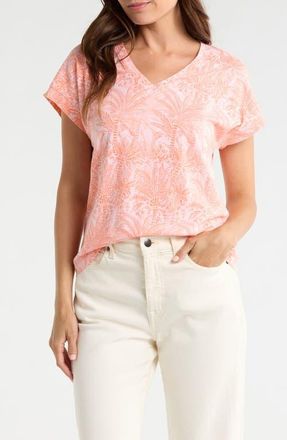 Tommy Bahama Kauai Palm Bay Print Cotton Blend T-Shirt in Crystal Rose at Nordstrom, Size X-Small