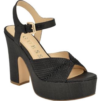 Guess Saylin Ankle Strap Platform Sandal in Black at Nordstrom Rack, Size 7.5