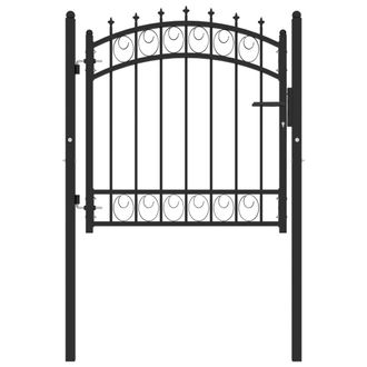vidaXL Puerta De Valla Con Picos Acero Negro 100x100 Cm Vidaxl
