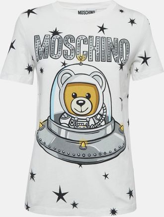 Moschino White Cotton Printed Crew Neck T-Shirt S