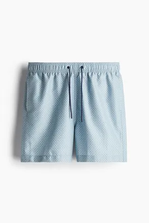 H&M Gemusterte Badeshorts - Hellblau/Gemustert