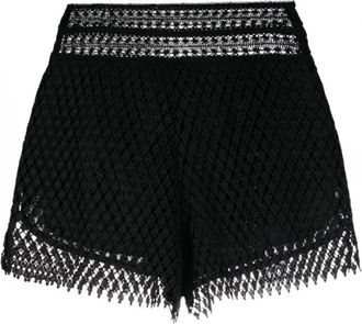 Ermanno Scervino Cotton Broderie Anglaise Mini Shorts - Dames - Bermuda - Zwart - XS - Katoen - Korte Broeken