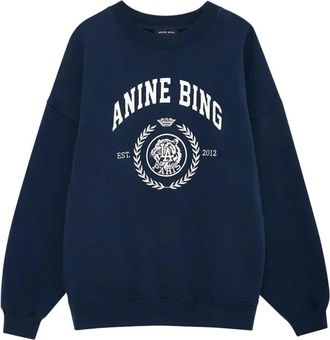 Anine Bing Miles Logo LA Sweatshirt - Dames - Sweatshirts - Blauw - L - Katoen - Hoodies & sweatvesten