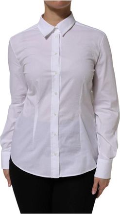 Dolce & Gabbana Witte Katoenen Shirt met Knoopsluiting - Dames - Overhemden - Wit - XS - Katoen - Overhemden