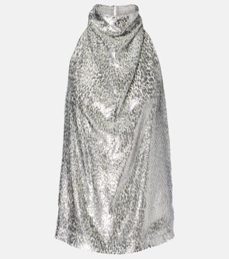 Stella McCartney Halterneck lame velvet top