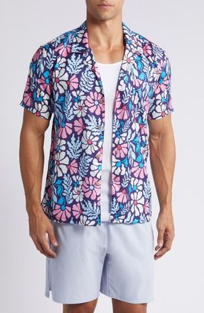 Boardies Mellow Short Sleeve Button-Up Camp Shirt in Blue at Nordstrom, Size X-Large