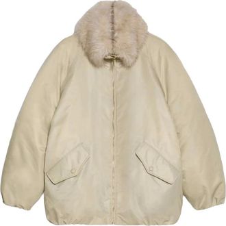 iBlues Calao Oversized Bomberjack - Dames - Jassen - Beige - Maat: XS Jersey