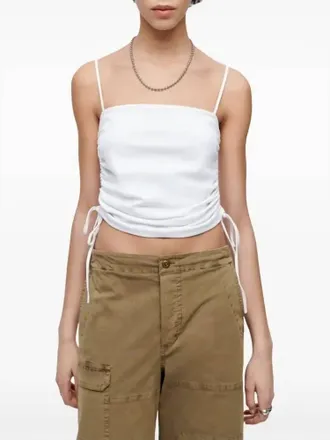 Re/Done Scrunch Tube Tank Top In White