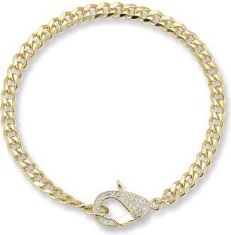 Sphera Milano Pav&eacute; Cubic Zirconia Clasp Curb Chain Bracelet in Gold at Nordstrom Rack