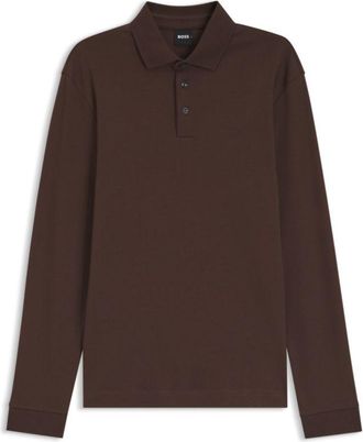 BOSS Long-sleeved polo shirt in interlock cotton with logo