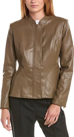 Via Spiga Peplum Faux Leather Jacket