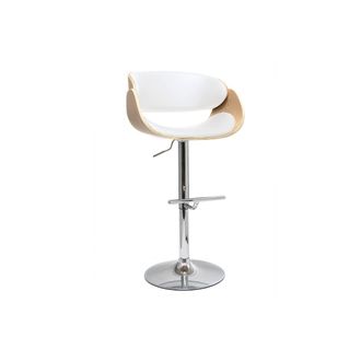 Miliboo Taburete De Bar Dise&ntilde;o Blanco Y Madera Clara Bent