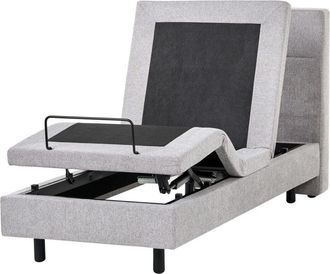 Beliani Electric Bed Light Grey EU Small Single 2ft6 Remote Control Adjustable Fabric Upholstery VICEROY