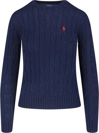 Polo Ralph Lauren Green Cable Knit Logo Fitted Sweater