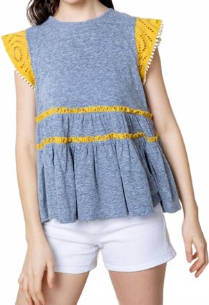 THML Clothing Brown Eyed Knit Top In Blue