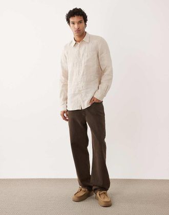 Paul Smith Camicia a maniche lunghe sartoriale in lino beige-Neutro