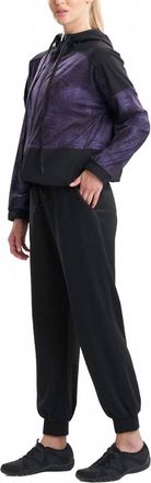 Natori Womens Interlocked Hooded Jacket In Deep Purple/black