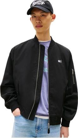 Tommy Jeans Zwarte Bomberjack - Rechte Snit - Heren - Bomber jackets - Zwart - 2XL - Katoen - Jassen