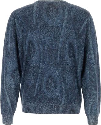 Etro Mens Wear Sweater Blue Silk Cashmere