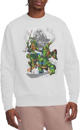 Teenage Mutant Ninja Turtles Tmnt Shredder And Turtles Comic Crew Sweatshirt, White, Medium