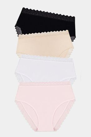 Stripe and Stare Zig Zag Lace High Rise Knicker Four Pack in Sand Essentials at Nordstrom, Size X-Small Uk