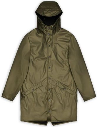 Rains Revel Lange Waterdichte Jas - Dames - Regenjassen - Groen - XL - Polyester - Jassen