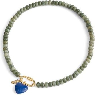Madewell Semiprecious Bead Carabiner Charm Necklace in Faded Ivy at Nordstrom