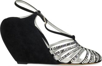 Lanvin BLACK/SILVER BANANA WEDGE SANDAL 90MM HEELS