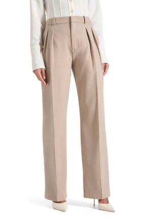 Mani&egrave;re De Voir Julie Tailored Twin Pleat Trousers in Taupe at Nordstrom, Size 10