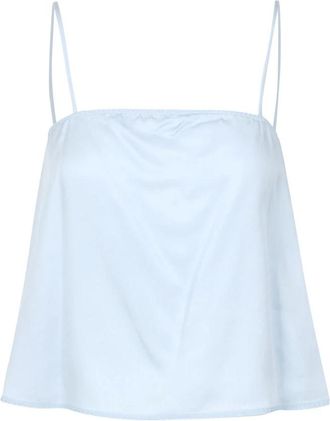 Mauro Grifoni Lichtblauw Katoen Schoudervullingen Top - Dames - Tops zonder mouwen - Blauw - 2XS - Katoen - Tops