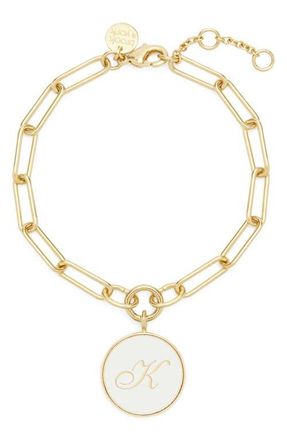 Brook & York Callie Initial Enamel Pendant Bracelet in Gold K at Nordstrom