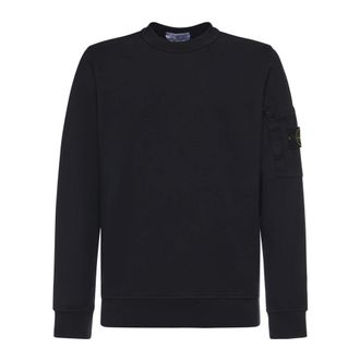 Stone Island Sweatshirts, male, Blue, Size: XL Regular Fit Crewneck Sweatshirt