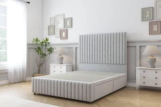 Sloomy Madison Plush Divan Base 2 Drawers -54 Headboard & 12 Footboard in Silver | Size: King