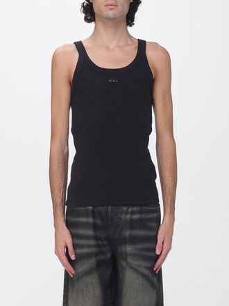 Diesel Canotta slim fit in cotone a coste con scollo a U e logo Oval D