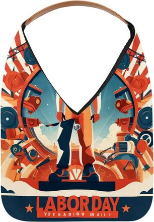 Generic Labor Day Pattern Reusable Lightweight Grocery Bags - Foldable Into Compact Pouch, Washable & Sturdy, Multipurpose for Shopping and Travel