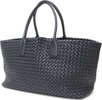 Bottega Veneta Black Intrecciato Handbag Tote Bag (Pre-Owned)