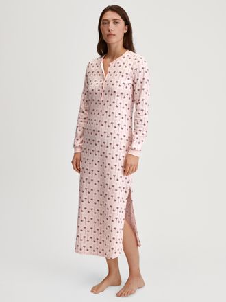 CALIDA Nachthemd CALIDA Midnight Flowers, Damen, Gr. XS (36/38), N-Gr, pearl blush, Interlock, Obermaterial: 100% Baumwolle, loose fit kn&ouml;chelfrei, Rundhals,