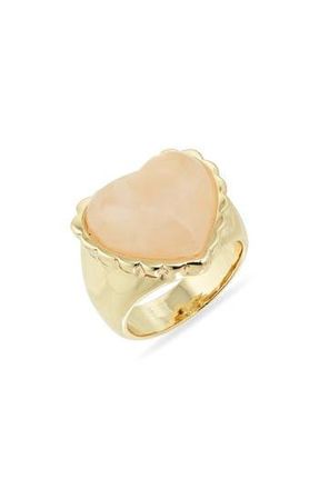 Nordstrom Rack Semiprecious Rose Quartz Heart Ring in Rose Quartz- Gold at Nordstrom Rack, Size 7