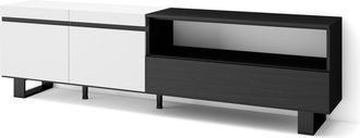 Skraut Home Skraut Home - Mueble Tv, Televisi&oacute;n, Muebles De Sal&oacute;n, Almacenaje, 200x57x35cm, Para Tv Hasta 80, Dise&ntilde;o Industrial, Estilo Moderno, Blanco Y Negro