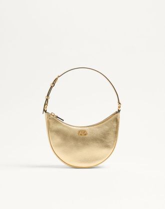 Valentino Garavani Mini Borsa Hobo VLogo Signature In Vitello Granato Laminato Donna ANTIQUE BRASS UNI