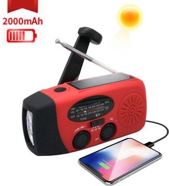 OEM Radio Emergencia Oimg, Radio Port&aacute;til, Power Bank 2000 Mah, Radio Bater&iacute;a Recargable Emergencias, Solar, Solar, Power Bank, Port&aacute;til, Negro