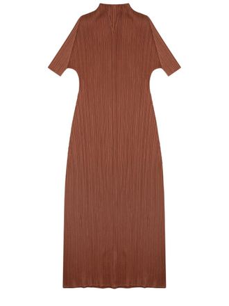 Pleats Please Issey Miyake Neutral Monthly Colors Pleated Midi Dress